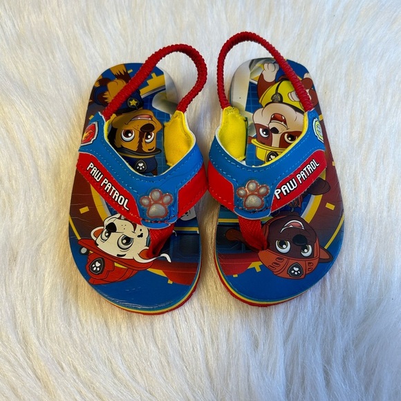 Paw Patrol Thong Sandals Boys‎ Size 7-8 Slip On Flip Flops Shoes - Picture 1 of 6